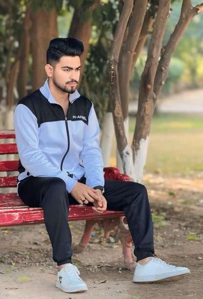 M. Ahmed's Black & White Tracksuit – Top & Bottom Set