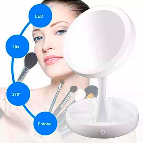 Double-Sided LED Makeup Fold-Away Mirror