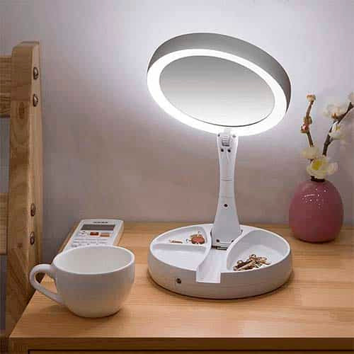 Double-Sided LED Makeup Fold-Away Mirror
